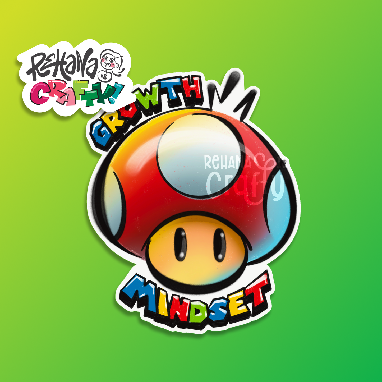 Growth Mindset Mushroom | Vinyl Sticker