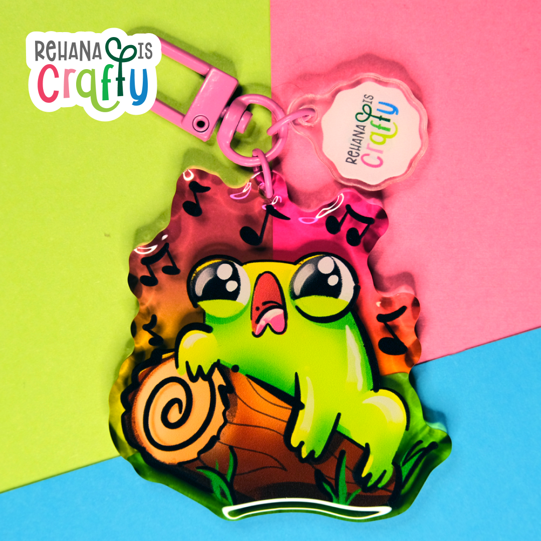 Singing Frog on a Log | Acrylic Keychain