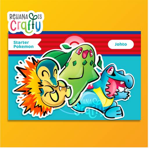 Johto Starter Pokémon: Cyndaquil, Chikorita, Totodile | Sticker Pack