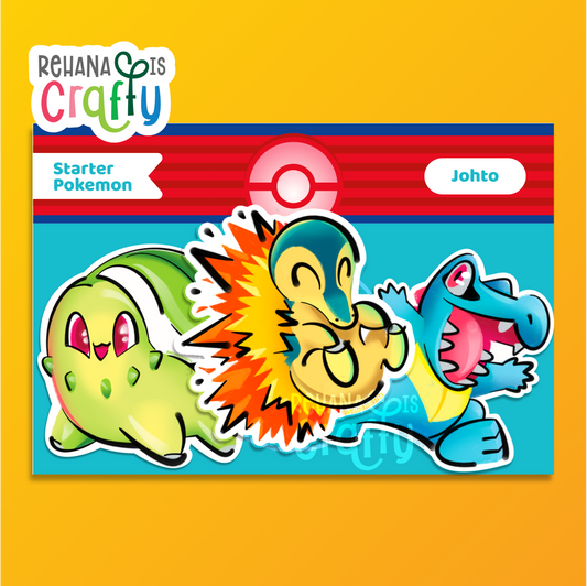 Johto Starter Pokémon: Cyndaquil, Chikorita, Totodile | Sticker Pack