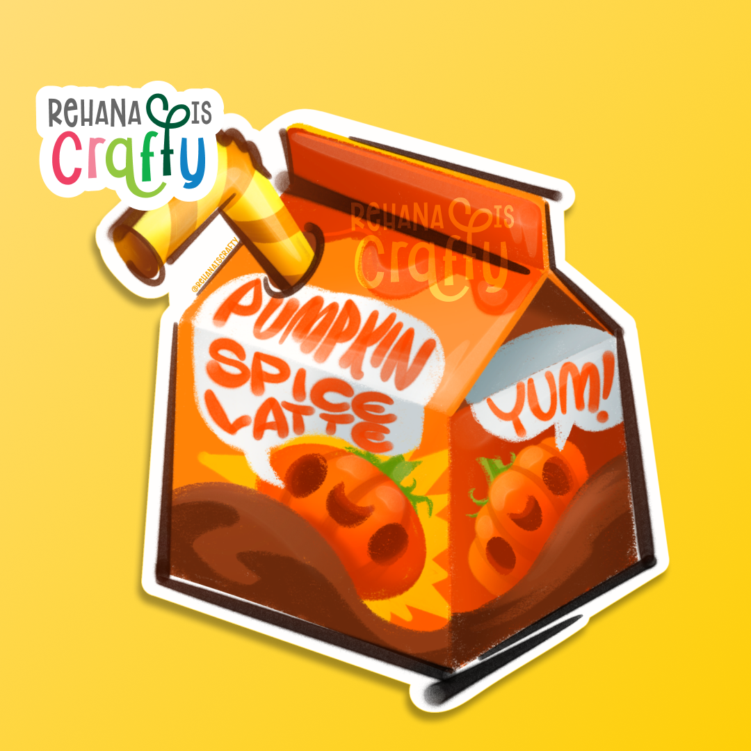 Pumpkin Spice Latte Carton | Vinyl Sticker