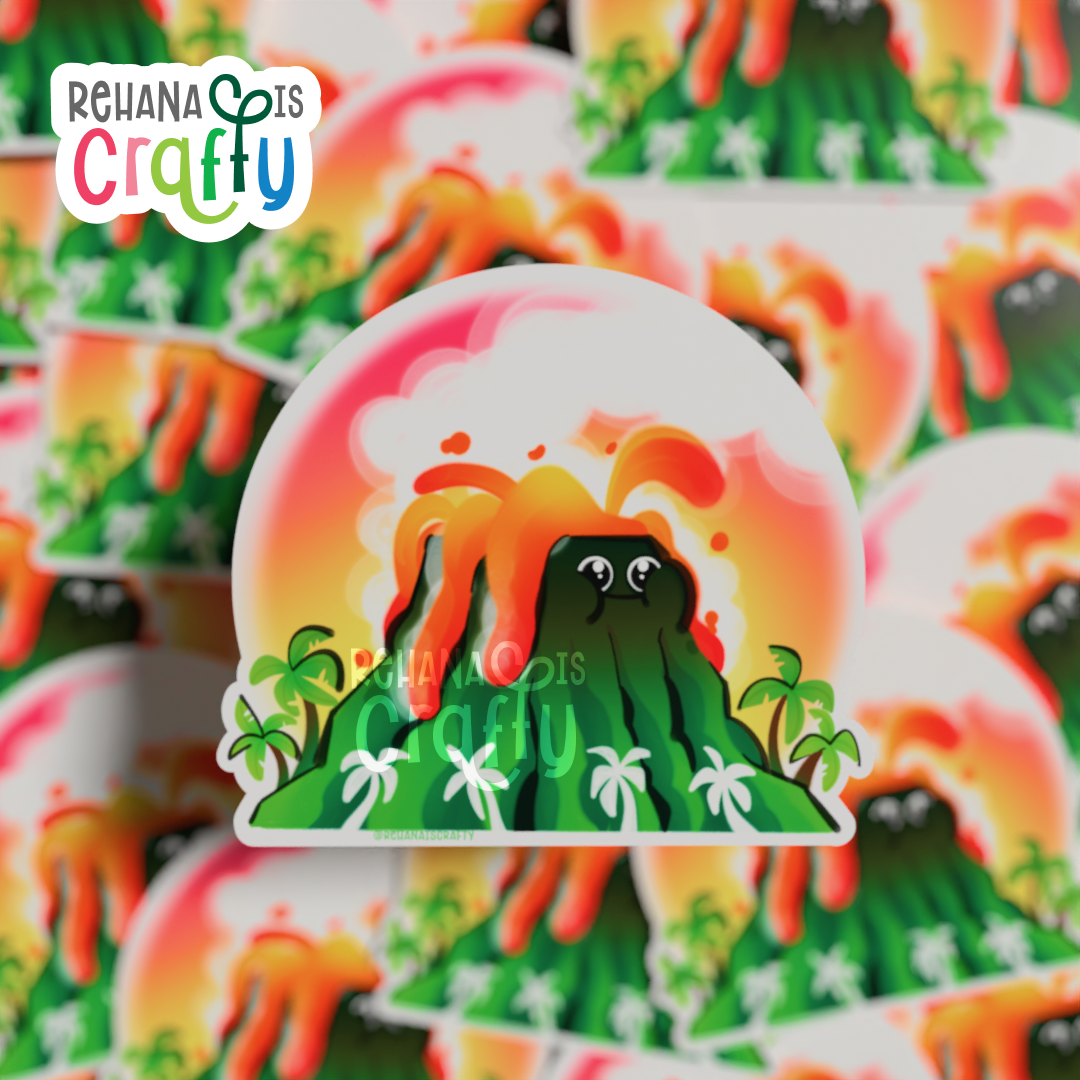 Kawaii Volcano | Vinyl Sticker