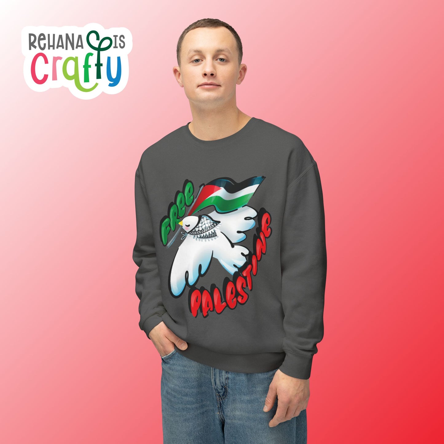 Free Palestine Dove | Unisex Lightweight Comfort Colors Crewneck | Sweatshirt