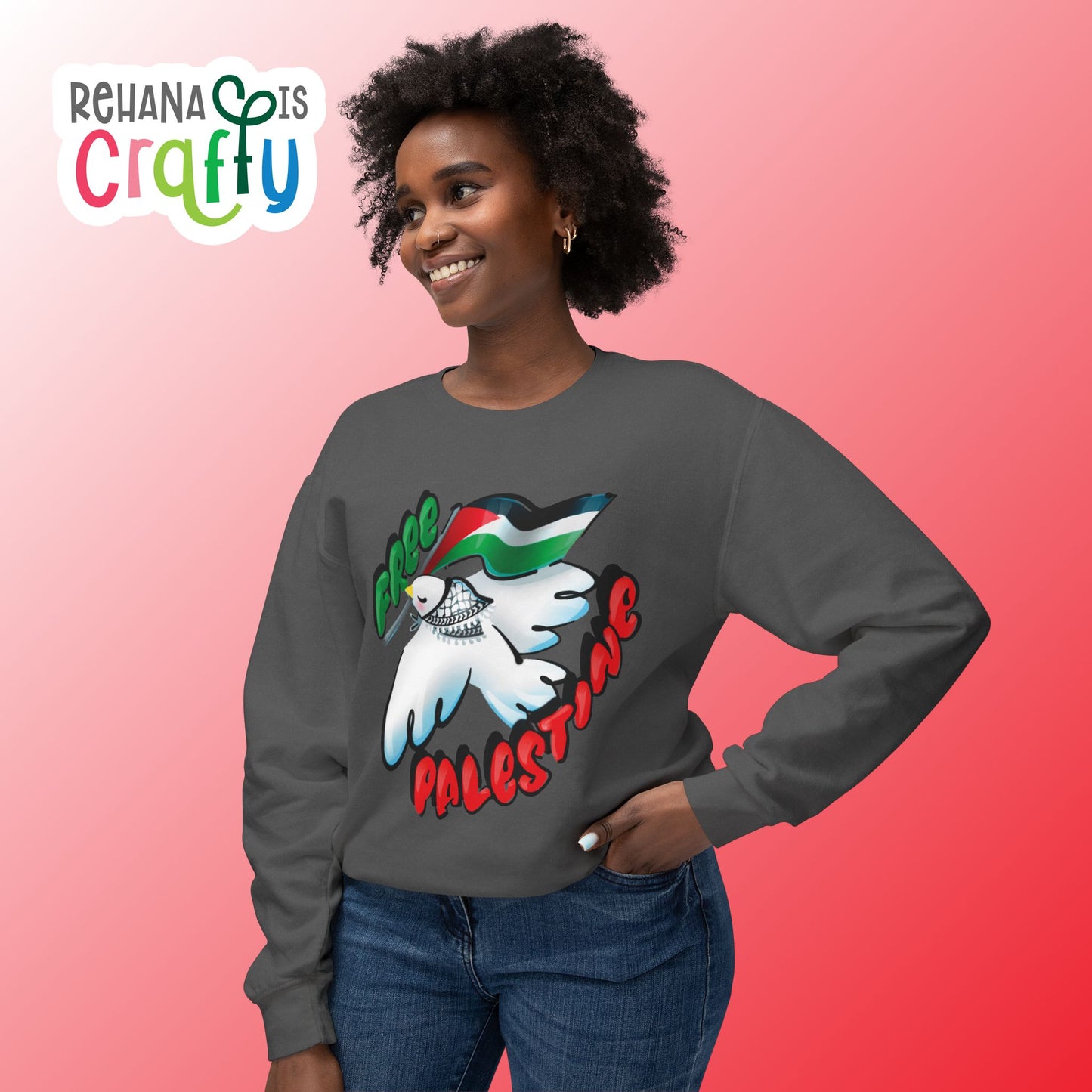 Free Palestine Dove | Unisex Lightweight Comfort Colors Crewneck | Sweatshirt