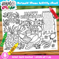 Mermaid Theme Birthday Activity Sheet (Printable) | Mermaid Party Favor | Mermaid Fish Coloring | Kids Activity Sheet