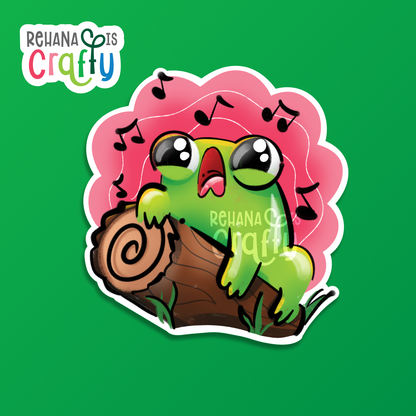 Singing Frog on a Log | Vinyl Sticker