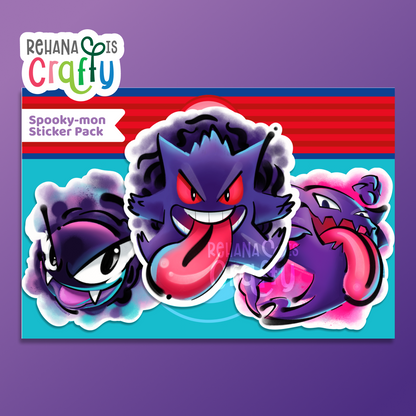 Spooky-mon: Ghastly, Haunter, Gengar | Sticker Pack