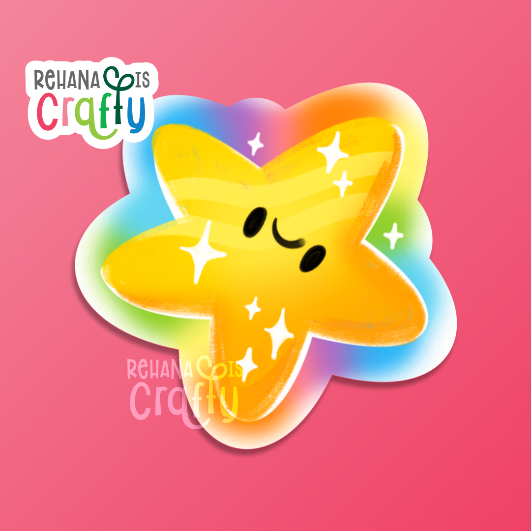 Rainbow Star Power-Up | Vinyl Sticker